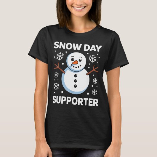 Snow Day Suprter Snow Snowflake Snowman Winter Tea Tシャツ (正面)