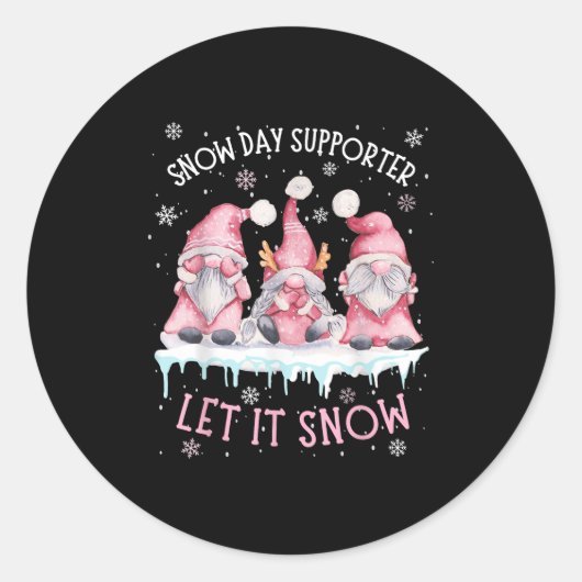 Snow Day Suprter Xmas Holiday Let It Snow Cute Thr ラウンドシール (正面)