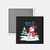 Snow-fi Signal Lost Funny Christmas Snowman Wifi マグネット (正面/裏面)
