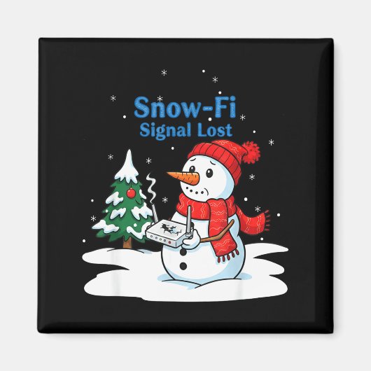 Snow-fi Signal Lost Funny Christmas Snowman Wifi マグネット (正面)