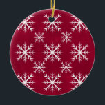 snow flake pattern-  North Pole design セラミックオーナメント<br><div class="desc">snow flake North Pole design- cranberry accent - customizable!</div>