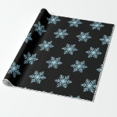 Snow Flake Wrapping Paper On Black Backing ラッピングペーパー (アンロールド)