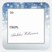 Snow Flurry Christmas Gift Label スクエアシール (正面)