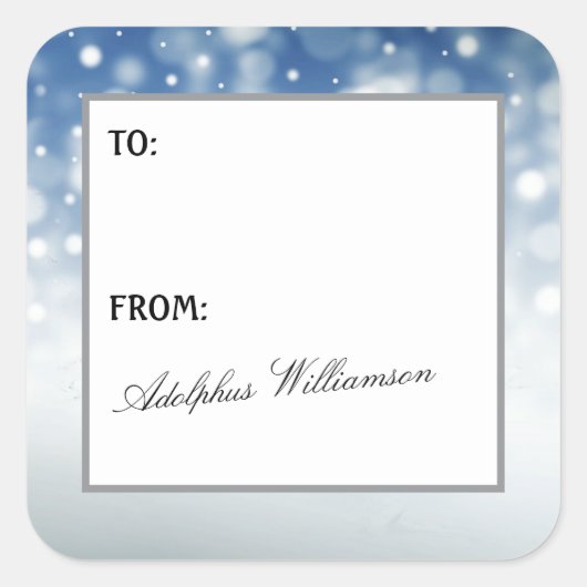 Snow Flurry Christmas Gift Label スクエアシール (正面)
