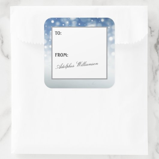 Snow Flurry Christmas Gift Label スクエアシール (バッグ)