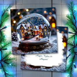Snow glob Vintage Train Christmas Personalized シーズンカード
