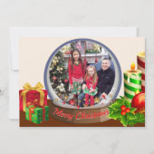 Snow Globeクリスマスファミリーキッズフォト間抜け シーズンカード (正面)