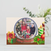 Snow Globeクリスマスファミリーキッズフォト間抜け シーズンカード (スタンド正面)