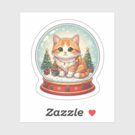 Snow Globe Cat Magical Christmas Winter Sticker シール