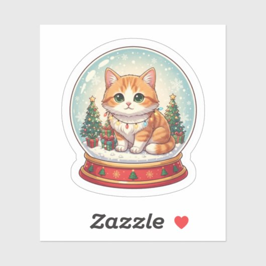 Snow Globe Cat Magical Christmas Winter Sticker シール (シート)
