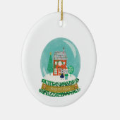 Snow Globe Christmas Village with Santa Bear セラミックオーナメント (右)