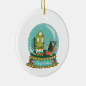 Snow Globe Christmas Village with  Santa Deers  セラミックオーナメント (右)