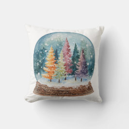 Snow Globe Colorful Christmas Tree Forest クッション