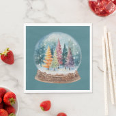Snow Globe Colorful Christmas Tree Forest スタンダードランチョンナプキン (インサイチュ)
