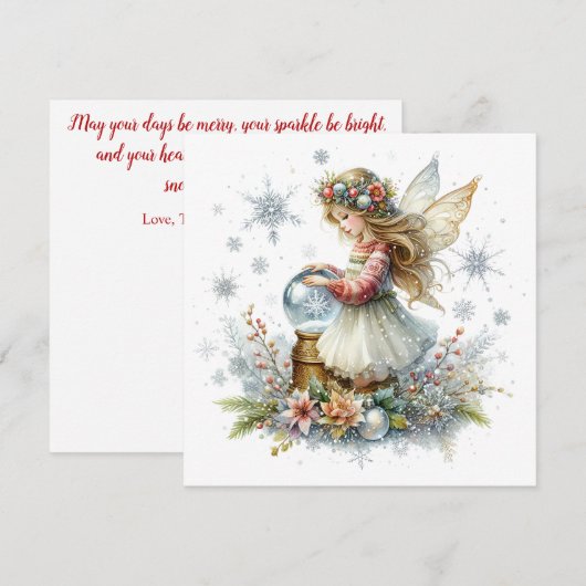 Snow Globe Fairy Holiday Card (正面/裏面)