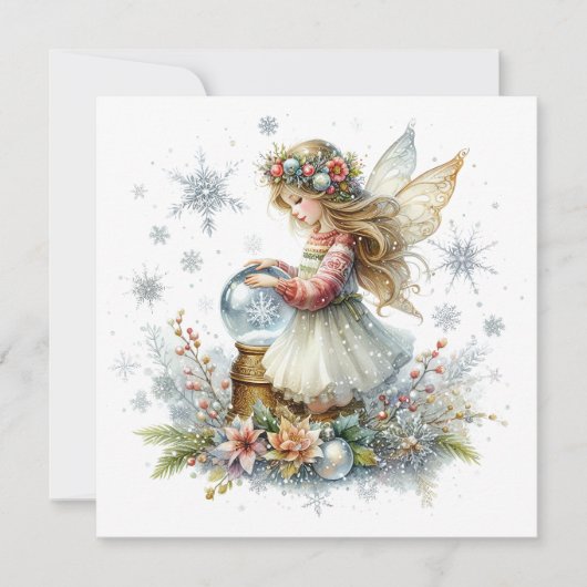 Snow Globe Fairy Holiday Card (正面)