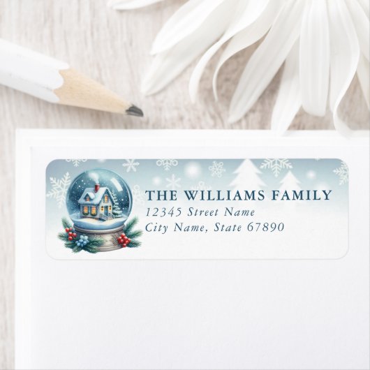 Snow Globe Return Address Labels ラベル (インサイチュ)