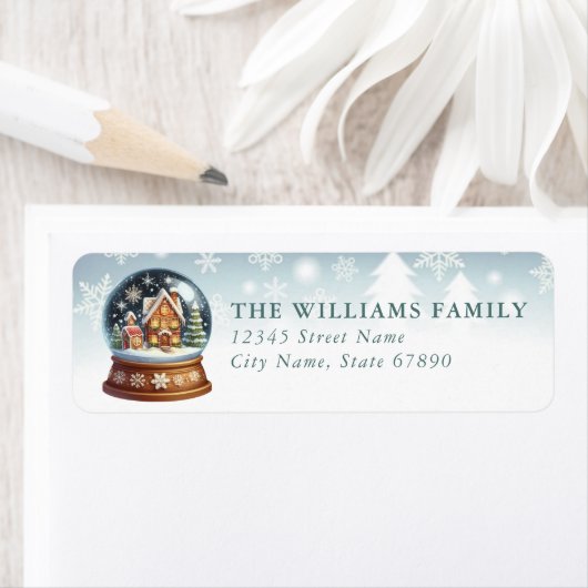 Snow Globe Return Address Labels ラベル (インサイチュ)