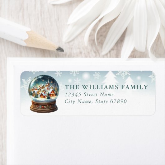 Snow Globe Return Address Labels ラベル (インサイチュ)