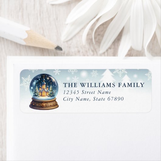 Snow Globe Return Address Labels ラベル (インサイチュ)