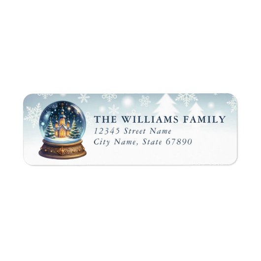 Snow Globe Return Address Labels ラベル (正面)