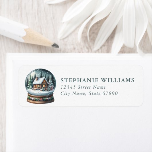 Snow Globe Return Address Labels ラベル (インサイチュ)