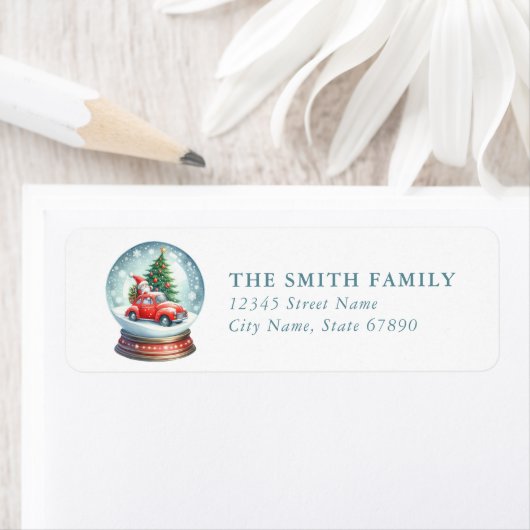 Snow Globe Return Address Labels ラベル (インサイチュ)