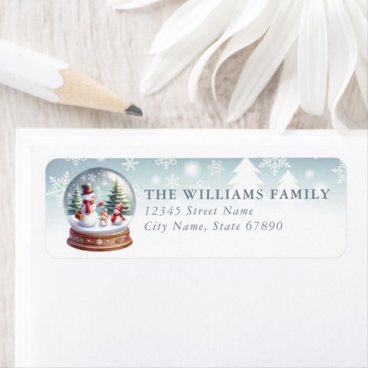 Snow Globe Return Address Labels ラベル (インサイチュ)