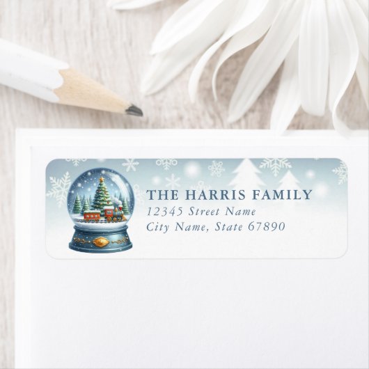 Snow Globe Return Address Labels ラベル (インサイチュ)