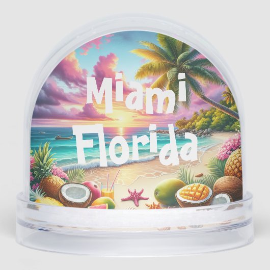 Snow Globe with tropical design and text Miami Flo (正面)
