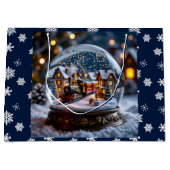 Snow globe with Vintage Train and Village ラージペーパーバッグ (正面)