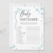 Snow green Bow Baby Word Scramble Game  招待状 (正面)