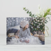 Snow Happy New Yearフォトカード 案内状 (スタンド正面)