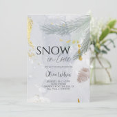 Snow in Love 冬のブライダルシャワー - エレガントな霜 招待状 (スタンド正面)