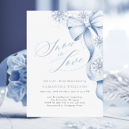 Snow in Love Blue Bow Bridal Shower 招待状
