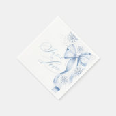 Snow in Love Blue Bow Winter Bridal Shower Napkins スタンダードカクテルナプキン (角)