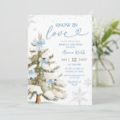 Snow in Love Blue Winter Bridal Shower 招待状 (スタンド正面)