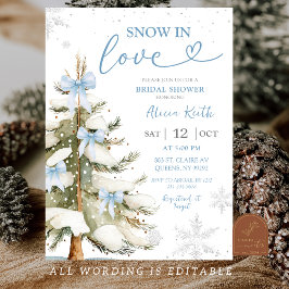 Snow in Love Blue Winter Bridal Shower 招待状