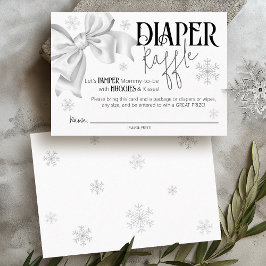 Snow In Love Bow Winter Baby Shower Diaper Raffle エンクロージャーカード