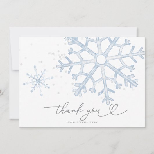Snow In Love Bridal Shower Thank You Card 招待状 (正面)