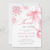 Snow in Love Bridal Shower Winter Bow Snowflake 招待状 (正面)