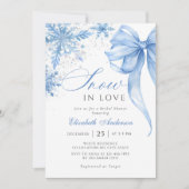 Snow in Love Bridal Shower Winter Bow Snowflake 招待状 (正面)