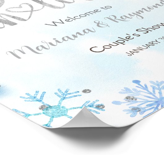 Snow in Love Coule's Shower Welcome Sign ポスター (角)