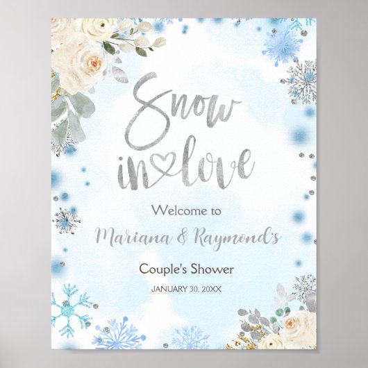 Snow in Love Coule's Shower Welcome Sign ポスター (正面)