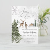 Snow In Love Forest Deer Baby Shower Invitation 招待状 (スタンド正面)