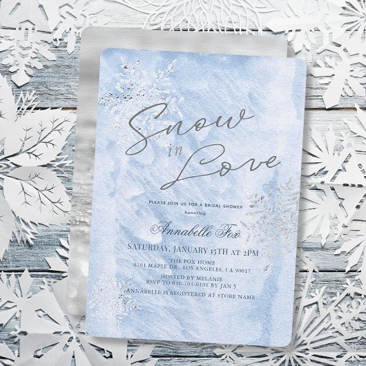 Snow in Love Frozen Winter Snowflake Bridal Shower 招待状