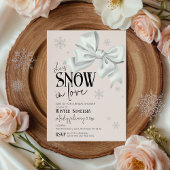 Snow In Love Modern Bow Pink Winter Bridal Shower 招待状