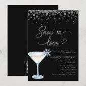 Snow in Love Modern Snowflake Bridal Shower  招待状 (正面/裏面)