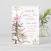 Snow in Love Pink Winter Bridal Shower 招待状 (スタンド正面)