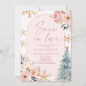 Snow In Love Snowflake Pink Winter Bridal Shower 招待状 (正面)